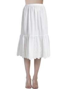 Cotton Slip Skirt Extender, Vintage Lace Hem Underskirt For Layering And Dress Length - Kiểu 1 Ngà - Ren Anh - 32" - Xem 8