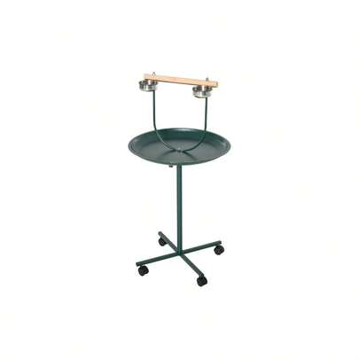 Bird Perch Stand, - Stand Bird Training With Perch, Four Wheels, Feeding Bowls, Parrot Stand Small, Medium Birds, Green