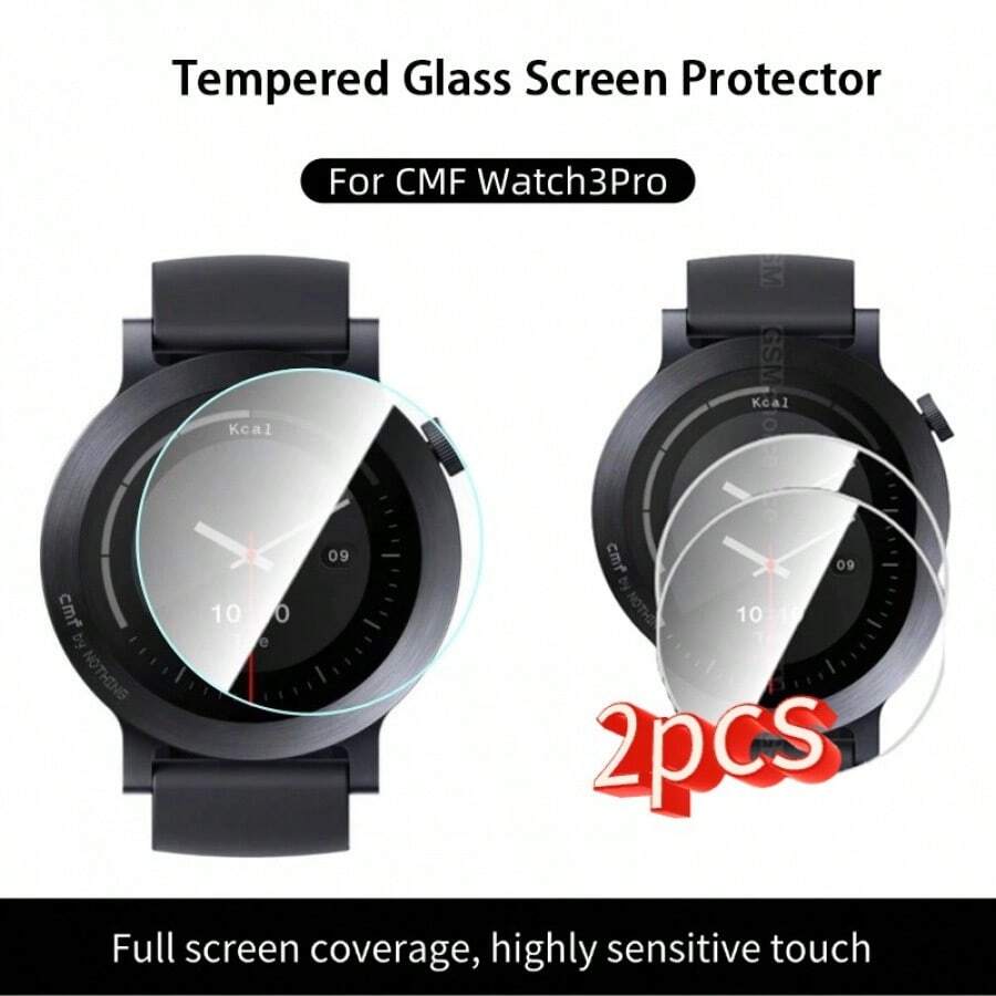 CMF Watch3 Pro Screen Protector, Vacuum Electroplated High-Definition Tempered Glass Full Coverage For Watch Pro2