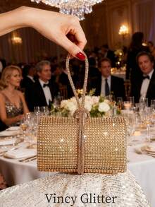 Sac à main en forme de boîte décoré de strass, pochette élégante pour les événements formels, les fêtes, les danses, convenant aux robes de soirée. Sac polyvalent de mode fait main pour femmes.
