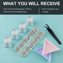 1.5-6mm Round AB Nail Rhinestones Crystals For Nail Art Manicure And Clear Pixie Caviar Beads, Sugar Tiny Dust Glass Iridescent Long Lasting Shine Rhinestone Bead Gem Jewels Diamond{"Size_name":"1.5-6mmAB+Clear"} - 1.5-6mmAB+透明 - 查看 7