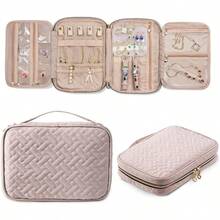 SFYBYHEART Travel Jewelry Organizer Case Jewelry Travel Bags For Women Large Capacity Travel Jewelry Case For TangleFree Earrings Necklaces Rings Storage Travel Accessories Pink.…