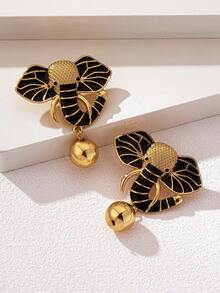 1 par de pendientes con borlas con diseño de elefante esmaltado vintage, lindos y creativos, adecuados para uso diario de mujeres y como regalo para fiestas