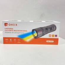 Lanterna Luz Forte Multifuncional , 6 Modos de Luz, Recarregável USB 3600mAh LAN-7613 - Cinza - Visão 3