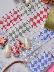 1 Stück bunte schimmernde Diamant-Schneeflocke Karomuster Metall Nagelkunst Aufkleber, irisierender 5D holografischer Maniküre Abziehbild für Frauen, futuristischer Glamour Nagel Aufkleber für lange und kurze Nägel