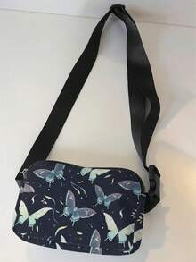 1-Piece Set, Stylish And Adjustable Butterfly Patterned Crossbody Bag, Neutral Sports Waist Bag, Suitable For Running