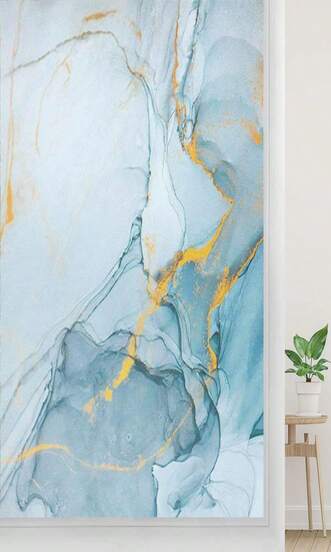 Myronsa Marble Texture Privacy Window Film Static Cling No Glue Window Marble Stained Glass Window Film Coverings Glass Sticker For Home For Bathroom Living Room Glass Film 178&#34; X 393&#34; (45 X 100 Cm)