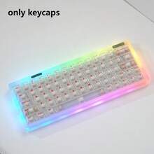 122 Keys Matte Transparent Ice White Red Keycaps, UV Printed PC OEM High Profile Keycaps Compatible With 61/64/75/87/98/104 Keyboards - Only Keycaps - View 5