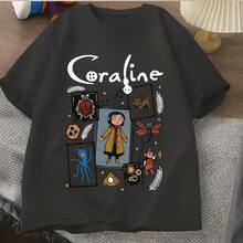Unisex T-Shirt, Cartoon, Movie, 100% Cotton - 深灰色 - 查看 1