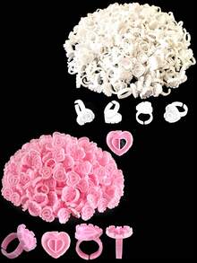 Anillos con forma de corazón para extensiones de pestañas - Portador de pegamento para pestañas 50/100/200/300 piezas, taza para abanico de volumen para suministros de extensión de pestañas