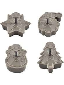 4 件圣诞饼干模具套装 - 雪人、雪花、树和圣诞老人烘焙模具，用于节日美食、圣诞主题饼干烘焙工具、圣诞节三维饼干模具套装 - 彩色 - 查看 8