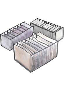 1pc/3pcs Large Wardrobe Clothing Divider Storage 7 Cabinet Storage Box Washable Drawer Wardrobe Storage Box Underwear Folding Storage Bag