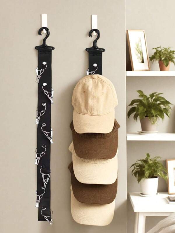 1PC Baseball Cap Holder - Door/Wall Mounted Organizer With Hooks & Clips For Cap Storage Display (Unisex Closet Solution)