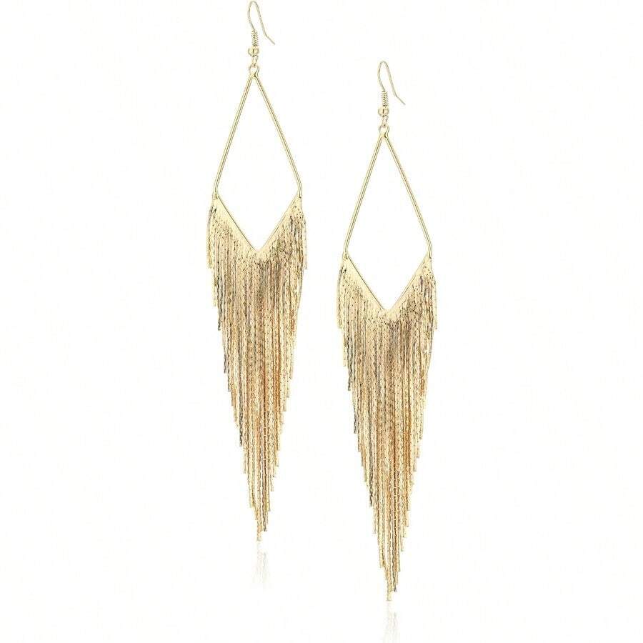 Basic Fringe Linear Drop Earrings