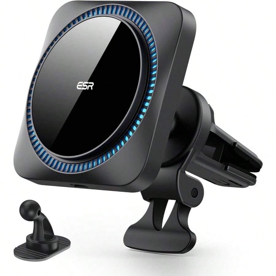 Cargador Inalmbrico de Coche, CryoBoost - Refrigeracin de telfono, Soporte para salpicadero de ventilacin para 17 Pro 16 15 14 13 12 y S25 - Cargador de coche de ventilación de aire/salpicadero, color negro - Ver 1