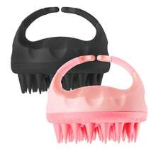 2 Combinaciones de Masajeador Cabelludo de Silicona - Uso Seco y Húmedo, Limpieza Profunda, Alivio del Estré (Negro Grisáceo) - Negro Grisáceo - Ver 1