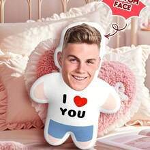 1个定制人脸抱枕，男女通用定制照片抱枕，定制迷你照片抱枕，个性化人体造型抱枕，定制趣味人脸抱枕，个性化造型抱枕，定制照片抱枕，情侣生日礼物，周年纪念礼物，结婚礼物，父亲节礼物，情侣礼物，送给家人，妈妈，爸爸，男朋友，女朋友，送给她的礼物，送给他的礼物，多功能