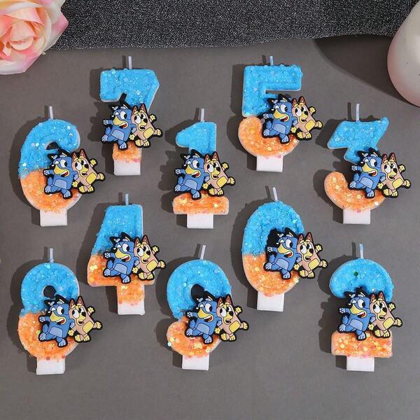 Bluey Bluey Familie und Freunde Kawaii Nummer Geburtstagkerze Bluey Bingo Hund süße Kerze für Feiertags-Geburtstagsparty Gastgeschenk Dekoration Zubehör Cartoon Design Dekorkerze