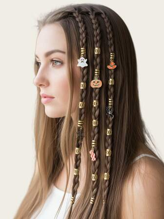 46 piezas Anillos para el cabello de mujer de Halloween, accesorios de peinado únicos para fiestas, pinzas de garra