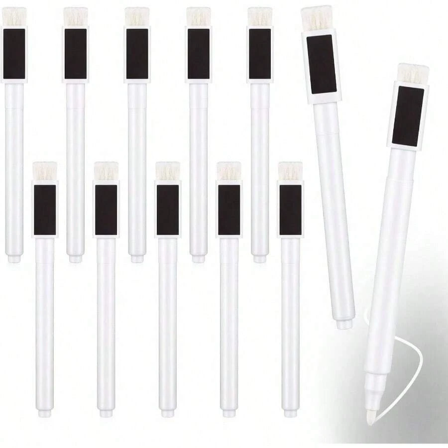 12 Pack Fine Tip Dry Erase Magnetic Markers With Cap, Magnetic Dry Erase Chalk Markers Pen Whiteboard School Office Home WhiteboardsWhite
