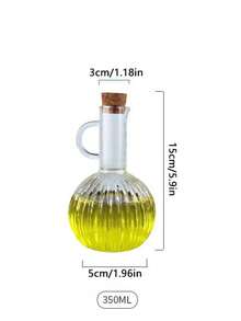 1 set Bouteille d'huile en verre borosilicaté haute qualité, plateau pour bouteille d'huile, support en bois, bouchon en bois scellé, bouteille de sauce soja, stockage de condiment de vinaigre, récipient liquide résistant à la chaleur pour cuisine, conteneur, distributeur