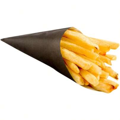Conetek 5.9inch  Black Finger Food Cones: Perfect For Appetizers GreaseProof And FoodSafe Paper Cone Disposable And  100CT