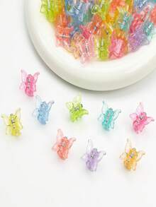 20pcs Mini Butterfly Hair Clips, Plastic Candy Color Hair Clips For Bangs & Flyaways