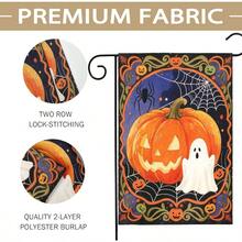 Halloween Pumpkin Garden Flag 12x18 Inch Ghost Spider Web Scary Halloween Yard Flags For Outside Holiday Theme Decor Seasonal Outdoor Farmhouse Porch Decoration# DOUYYY