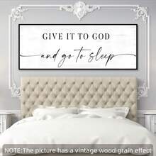 1pc Unframed Retro Minimalist Wood Grain Wall Art - 'Give It To God And Go To Sleep' - Classic Style For Master Bedroom Relaxation Versatile Decor For Bedroom, Home Office, Living Room Artwork Wall Painting For Gift Home And Dormitory Decoration
