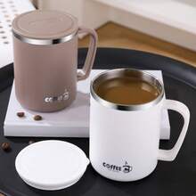 1 Stück 480/500ML Thermoisolierte Kaffeetasse, tragbare 304 Edelstahl Trinkflasche mit Deckel & Griff, kälte- und hitzebeständiger doppelwandiger Trinkbecher, verbrühsicher & auslaufsicher für Milch, Tee, Kaffee, geeignet für Studenten und Erwachsene zuhause, in der Schule, im Wohnheim, im Büro, beim Camping, Picknick, Reisen, Rückkehr zur Schule - Verschiedenfarbig - Übersicht 5