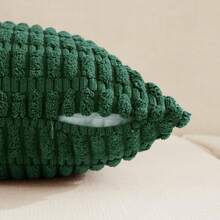 4 Pack 20x20 Inch Striped Corduroy Throw Pillow Covers, Rustic Boho Home Decor - 50x50 Cm - Dark Green - View 3