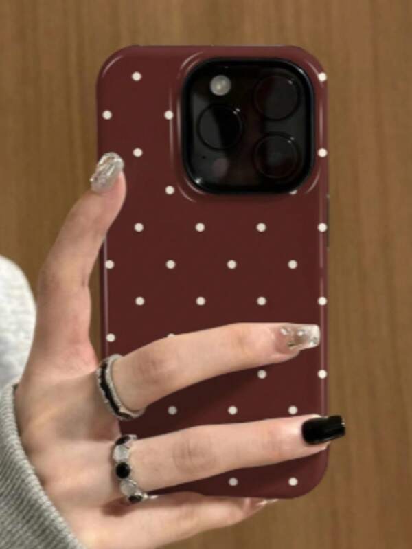 حافظة واقية متوافقة مع آيفون 17 برو ماكس، 16 برو ماكس، 15 برو ماكس، 14 برو ماكس، 13 برو، 16 برو، بنقشة نقاط البولكا، مقاومة للصدمات وبتشطيب مطفي