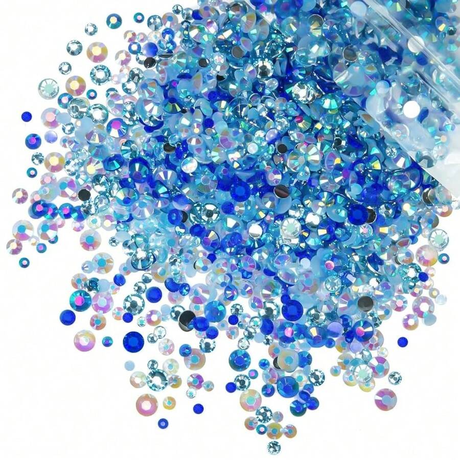 Resin Rhinestones For Bedazzling Crafting 3mm-6mm Light Blue AB Crystal Royal Blue Colorful Stones Gems Diamonds For Face Eyes Makeup Tumblers Bottles DIY Crafts Clothes Shoes Phones Bookes Car{"Color_name":"SkyBreezeBlueAbSeriesMix","Size_name":"3-6mmRhinestones"} - SkyBreezeBlueAbSeries混合 - 查看 1