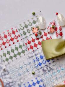 1 Stück bunte schimmernde Diamant-Schneeflocke Karomuster Metall Nagelkunst Aufkleber, irisierender 5D holografischer Maniküre Abziehbild für Frauen, futuristischer Glamour Nagel Aufkleber für lange und kurze Nägel