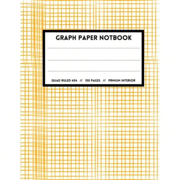 Graph Paper Notebook Premium Interior Orange Cover: Orange Grid Composition Book For Math And Science Students 4x4 Quad Ruled Large 8.5 X 11 100 Pages