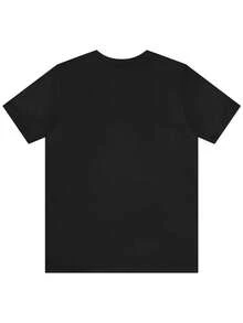 Camiseta de hombre de manga corta con cuello redondo para Navidad, holgada, casual y versátil. Con estampado de elementos navideños que transmiten felicidad y alegría, ideal para vacaciones, viajes y como prenda básica; confeccionada en tela suave con excelente caída. - Negro - Ver 3