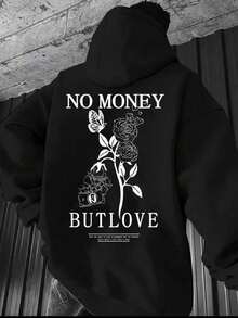 Unisex Men's And Women's Kangaroo Sweatshirt Flannel Cold Weather Top Promotion Launch With Hood No Money (BACK) - Black - View 5