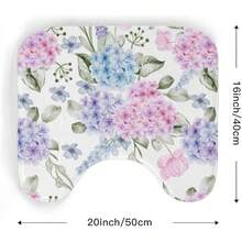 U Shaped Toilet Rug - Absorbent, Non-Slip, Soft Plush Bathroom Rug, Washable, 16x20 Inch, Marble Pattern, Bathroom Decor - Hydrangea Pattern 3 - View 8