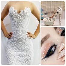 25000Pcs White Rhinestones For Bedazzling Kit, 3-5mm Resin Flatback Rhinestones Bulk Bedazzle Gems Diamonds For Crafts DIY Shoes, Clothing{"Color_name":"White"} - White - 查看 6