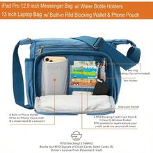 Rfid Crossbody Messenger Bag With Water Bottle Holders 13 Inch Laptop Shoulder Bag Sling Satchel Purse With Builtin Wallet Prop65 Compliant