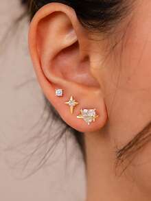 A Set Of Charm Zirconia Earrings Ladies Jewelry For Women 925 Sterling Silver Exquisite Creative Stud Earrings Fine Jewelry Gifts For Girls Daily Life Dating Decor For Prom Party