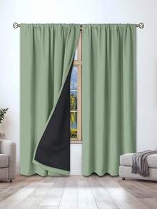 1pc Light Gray Blackout Curtain, Thermal Insulated Blackout Curtain Blocks UV Rays, Suitable For Living Room, Bedroom, Darkens Room In Power Outage, Autumn/Winter