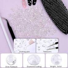 25000Pcs Transparent Rhinestones For Bedazzling Kit, 3-5mm Resin Flatback Rhinestones Bulk Bedazzle Gems Diamonds For Crafts DIY Shoes, Clothing{"Color_name":"Transparent"} - 透明的 - 查看 4