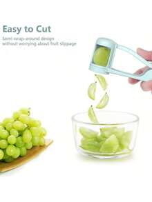 Affettatrice manuale per frutta - Lame in acciaio inossidabile, forma quadrata portatile, per uva, fragole e ciliegie - Affettatura rapida, senza elettricità, affettatrice per frutta, utensile da cucina moderno