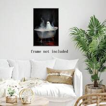 Retro Halloween Bathroom Poster Funny Ghost In The Bathtub Wall Art Decor Dark Academia Gothic Ghosts Pictures Painting Canvas Print Horror Toilet Bathroom Home Decor Aesthetic 8x12inch Unframed# DOUYYY