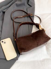 1 buc. Geantă de mână BEIKAMU pentru femei, culoarea cafelei, cu închidere vintage cu fermoar, curea de umăr detașabilă și reglabilă, cu decor metalic, potrivită pentru serviciu, naveta, cumpărături, școală, întâlniri