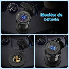 Adaptador DIN Cargador Motocicleta 1224V, Carga rpida 3.0 Doble Salida de alimentacin de aleacin de Aluminio Cargador de Moto Interruptor, Impermeable para Motocicleta - inicial - Ver 6