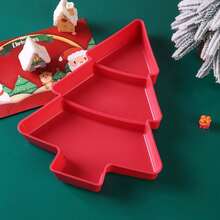 1 Pieza Bandeja con forma de árbol de Navidad con múltiples compartimentos para frutas secas, aperitivos y dulces, adecuada para servir alimentos, aperitivos, bebidas, sushi, pizza, postres, pasteles y pan, bandeja de desayuno, bandeja de café, bandeja de té, bandeja de charcutería, utensilios de cocina para el hogar, bandeja de servicio reutilizable con ambiente festivo, Navidad
