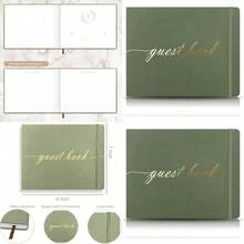 Elegant Wedding Guest Book Perfect For Wedding Receptions Baby Showers Birthdays And Special Events 7" X 9" Sign In Book 120 Lined Pages Leather Hardcover Green - Green - View 1
