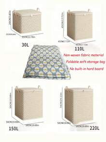 1 个超大 150L 升织物储物箱，用于存放床上用品、床单、衣服和内衣 - 便携式、轻便、带拉链和手柄、易于携带、用于床下存储、多种尺寸可供选择